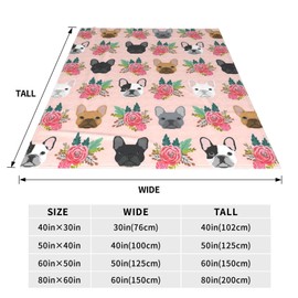 Gdecziy French Bulldog Floral Dog Cute pet Gifts Dog Breed Ultra-Soft Blanket Luxury Light Comfortable Flannel Warm Winter Home Sofa Watch TV Bedroom Living Room-Suitable for Adults/Pets/Babies 60x50