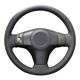 Eiseng Steering Wheel Cover for Toyota RAV4 2006 2007 2008 2009 2010 2011 2012 / for 2007-2011 Toyota Yaris Sedan Interior Accessories Hand Sewing Black Genuine Leather DIY Sew 15 inches(Black Thread)