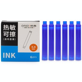 OASO 24pcs Fountain Pen Ink Cartridges, Fountain Pen Refill Cartridges 3.4mm Bore Diameter (Blue (Heat Sensitive Erasable Ink))