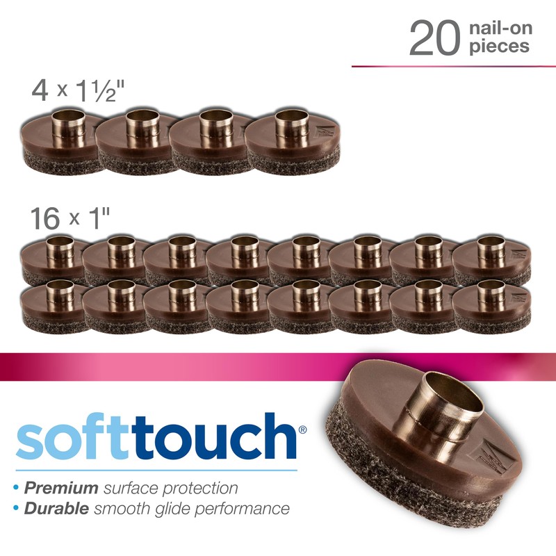 SoftTouch 4770195N Nail-On, Heavy Duty Felt Pads For Wood Furniture