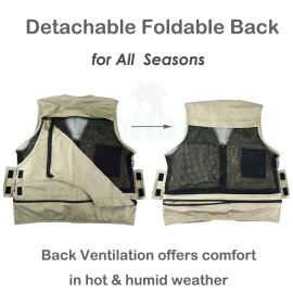 FoRapid Safari Photo Vest Travel Hiking Fishing Camping Hunting Director Video Vest- L
