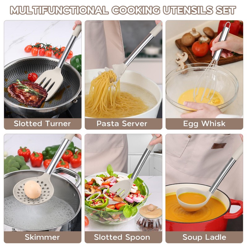 Onader Silicone Cooking Utensils Set of 15, Kitchen Utensils Set
