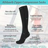 Athbavib 3 Pairs Zipper Compression Socks, 15-20 mmHg Closed Toe