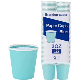 [100 Count - 2 oz] Small Paper Cups, Mouthwash Cups Bathroom Cups Mini Cups Small Disposable Cups (Blue)