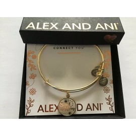 Alex and Ani Sweet As Honey Bangle Bracelet Shiny Gold New With Tag Box Card
