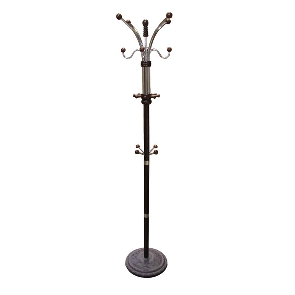 Ore International Metal/Wood Coat Rack, 73", Espresso