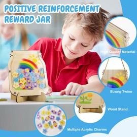 Bemaystar Reward Star Jar with Star Stickers Classroom: Reward Star Jar with Star Stickers s for Kids, Behavior Reward Chart for Boys Girls,Behavior Training (35 Charms）