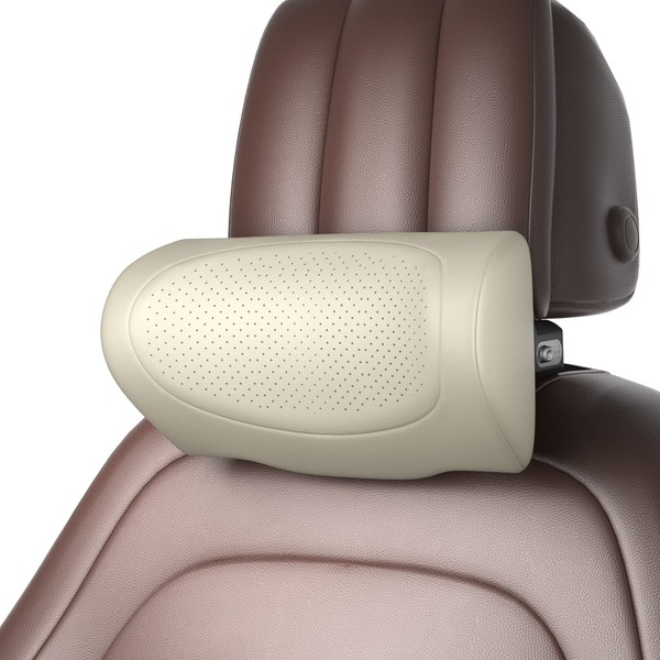 CANLER Neck Pad Car Neck Cushion, Up/Down/Backward Adjustable Car Headrest, Neck Pillow, Cervical Support, Driver, Drive, Driving (Beige)