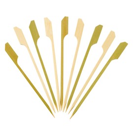 GUSTO [100 Pack] 4.7 inch Wooden Paddle Picks, Bamboo Skewers - Toothpicks For Cocktails, Grilling, Appetizers, Fruits, Barbeque and Sandwiches -(Formerly Comfy Package)