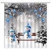 ASVEAS Blue Snowman Shower Curtain Merry Christmas Pine Trees Branches