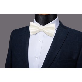 YourTies White Bow Ties for Men Pretied Bowties Beige Solid Color Satin Bow Tie Formal Business Tuxedo Adjustable Bowtie for Wedding Party Champagne