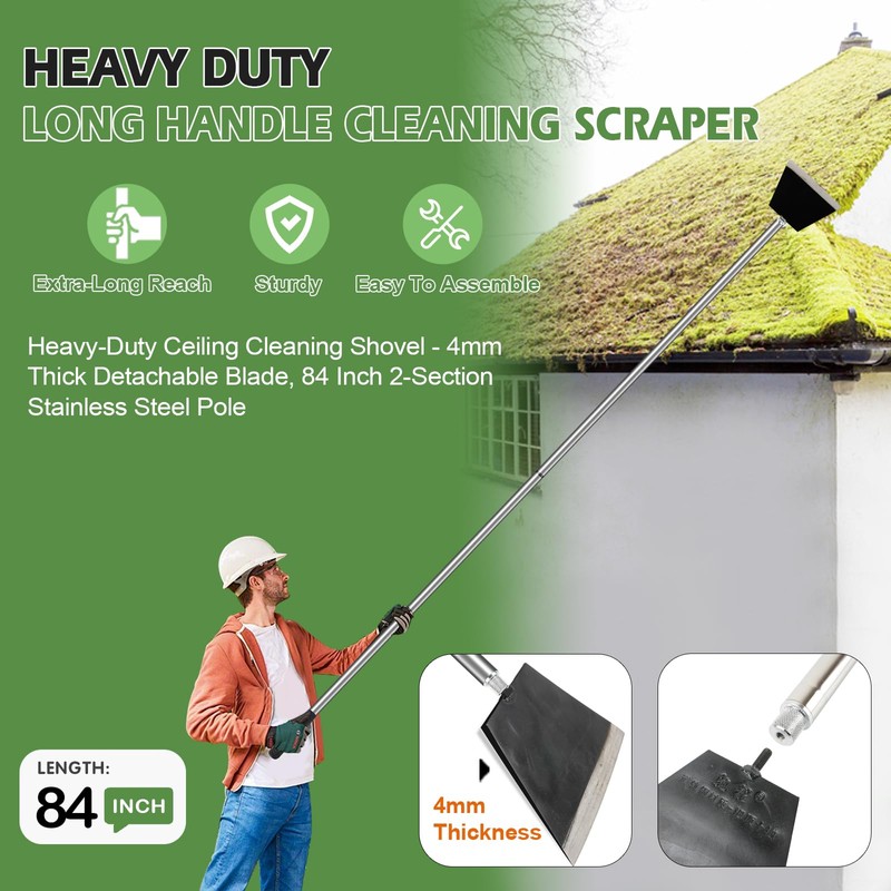 84" Garden Shovel Cleaning Floor Scraper, Weed Removal Tool, Long