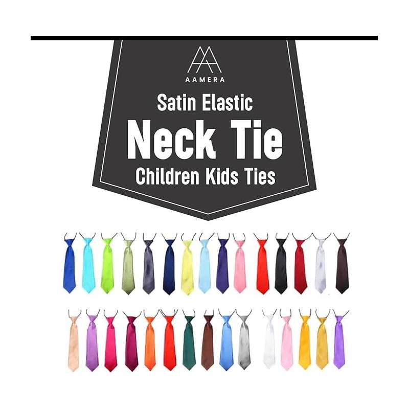 AAMERA Kids Elastic Neckties, Toddlers, Boys, Girls, Preschoolers, Weddings, Birthdays,