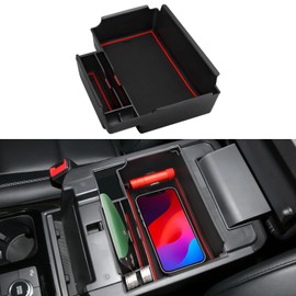 PIFOOG Center Console Organizer for Ford Explorer 2025 2024 2023 2022 2021 2020 Accessories Car Interior Armrest Storage Box Tray with Anti Slip Mats Red 1PC