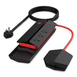 Monster Power Center Vertex Surge Protector de Picos con Tira de Alimentación Desmontable USB - 6 Salidas AC 2 Puertos USB-A y 1 Puerto USB-C