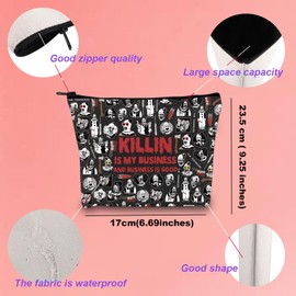 Clown Movie Merchandise Inspired Makeup Bag Killer Clown Cosmetic Bag Horror Movie Lover Gift Art Gift Scary Clown Character Gift (KillinMupBlk-CA)