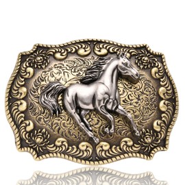 LYTOPTOP Running Horse Belt Buckle for Men, Western Cowboy Vintage Long Horn Bull Belt Buckle Gift for Birthday