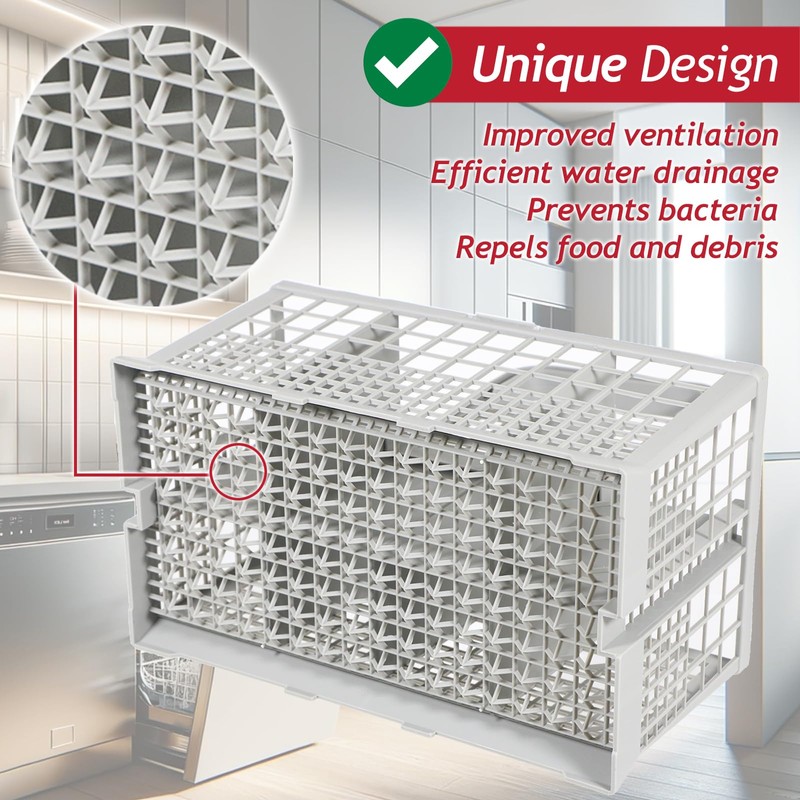 SPARES2GO Cutlery Basket Caddy Cage for Bosch Dishwasher (Removable Handle,