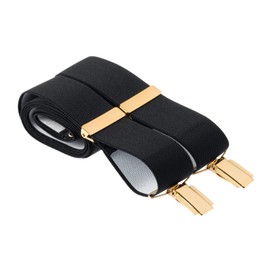MANDITTIONS XL Black Trouser Braces with 4 Gold Clips 35mm Wide 48 Inches Extra Long