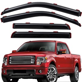 Lightronic WV194155 in-Channel Window Visor Shade Rain Guard, Dark Smoke, 4-Pieces Set, Fits 2009-2014 Ford F-150 SuperCrew, 2010-2014 F-150 SVT Raptor SuperCrew