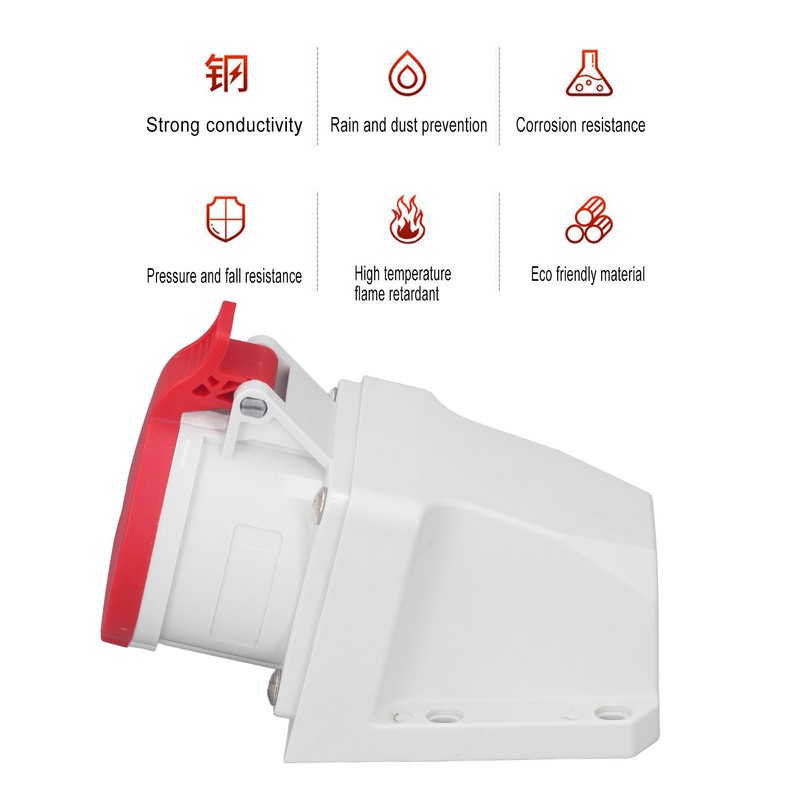 Industrial Connector Socket 32A 3P+N+E IP44 Waterproof Dustproof Surface Mounted