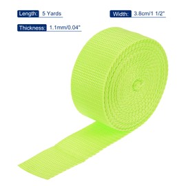 sourcing map Lightweight Polypropylene Webbing Strap 38mm(1 1/2") 5 Yard Backpack Strapping Band Lime Green for Outdoor Luggage Cargo Straps - 4.5m