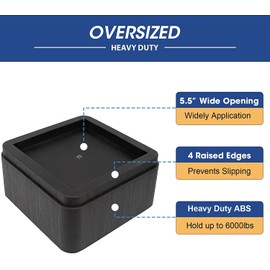 MYMULIKE Bed Risers 2 inch, Oversized Fits 5.5in Legs， Heavy Duty 6000lbs, Stackable 4/6 Inch Bed Raising Blocks Furniture Riser for College Dorm, Couches, Tables, Desks, Platform