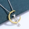 KS Collar De Plata S925 Luna Gato Colgante Regalo Para