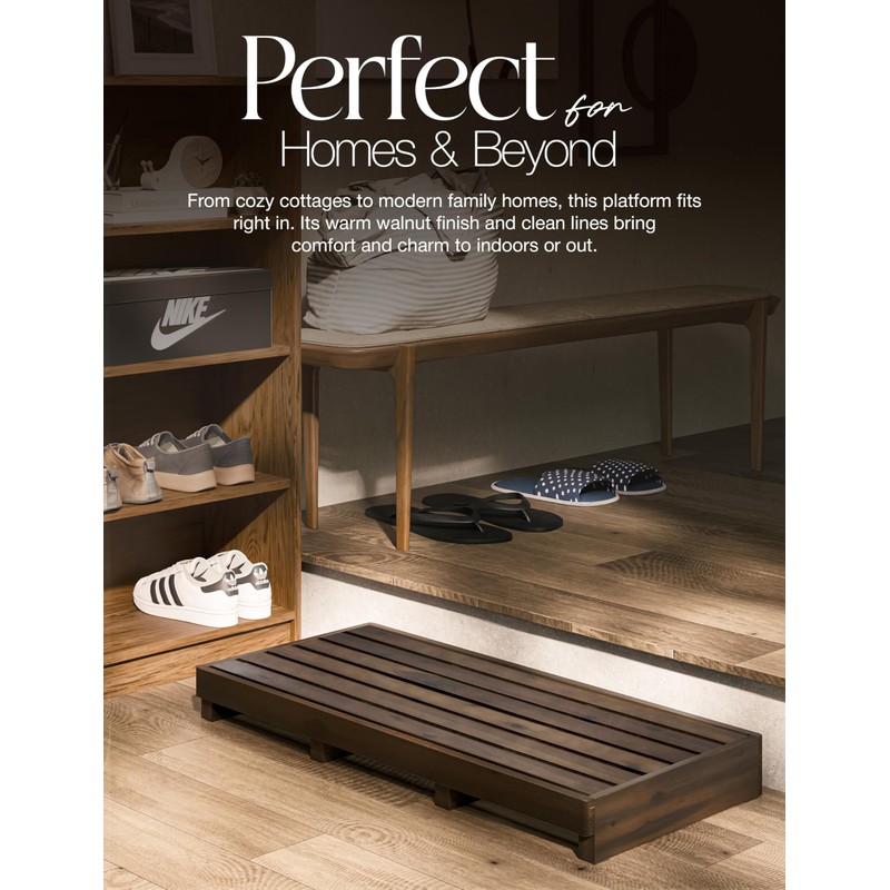 TINAMO One Step Stool for Elderly (35" Length) - Acacia