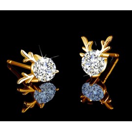 Moissanite Reindeer Stud Earring | Lab Grown 2 Carat Diamond & 925 Sterling Silver Plated Earring | Ear Studs For Women | 925 Sterling Silver Earrings | Diamond Stud Earrings For Women