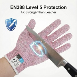 GOL-SIV Level 5 Cut Resistant Gloves, Touch-Screen Protective Gloves,Food Grade Glove for Oyster Shucking, Meat Cutting, Knife Handling, Mandoline Slicing, Wood Carving (Pink, S)