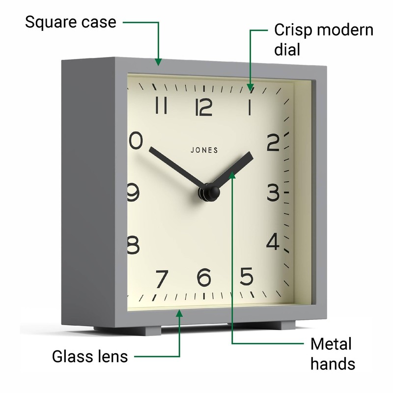 Jones Clocks® Disco desk clock | Sleek square design |