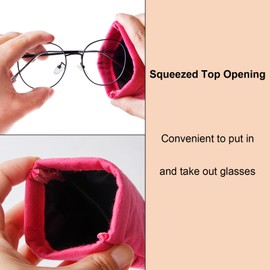 DQbhzh Glasses Case Eyeglass Case, Eye Glass Cases Womens Soft, Double Glasses Case, Squeeze Glasses Pouch with Cleaning Cloth (Black,White)