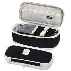 MoKo Large Capacity Pencil Case, Aesthetic Pencil Pouch Bag with Zipper, Cute Pen Case Stationery Organizer Holder for Office/School Supplies, Back to School Gift, Black