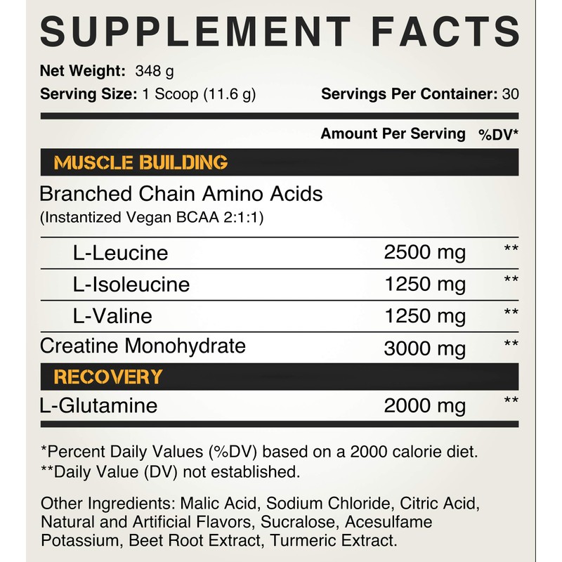 Kodiak Supplements Peak Post Workout - BCAA 2:1:1 Creatine -