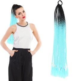 Braiding Hair Extensions Ponytail Extension Curly Festival Hair Accessories Braided for Black Women Hairpiece Ombre Blue Long Small Braids 2727