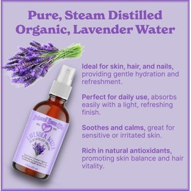 Natural Born Oils Lavender Water, 1 Gallon, Organic, Hydrosol, Calming Essence, Skin Balancing, Hair and Scalp Care
