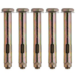YoiYee M10 Expansion Bolts, Heavy Duty Anchors for Concrete and Masonry, 90mm Length, Galvanised Steel, Easy Installation and Secure Hold for Industrial and Construction - Pack of 5
