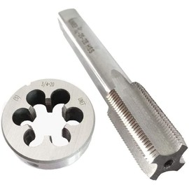 HUAZHICHUN 1PC 3/4-20 UNEF Tap + 1PC 3/4-20 UNEF Die, HSS Tap and Die Set Right Hand Tap
