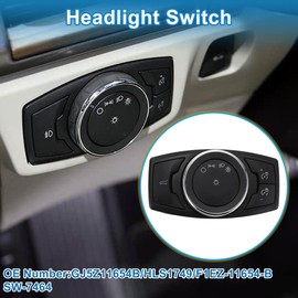 X AUTOHAUX No.GJ5Z11654B/HLS1749/F1EZ-11654-B/SW-7464 Headlight Switch for Ford Focus 2015-2018 Headlamp Dimmer Switch Black