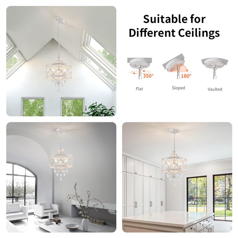 Uiimeces Small Crystal Chandelier, Modern Crystal Chandelier for Dining Room,