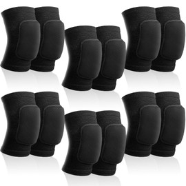 6 Pares Rodilleras para Mujeres Hombres Suave Respirable Vóleibol Rodilleras Tácticas Protector de Rodilla de Entrenamiento para Baloncesto Fútbol Hockey Bailar Correr (Negro, Talla S)
