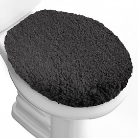 Baahrnom Luxury Toilet Lid Cover 19.5"x 16" Machine Washable Solid Seat Covers Adjustable Rubber Backing Fits Most 18-19.5" L x 14-16" W Elongated Toilet Seat