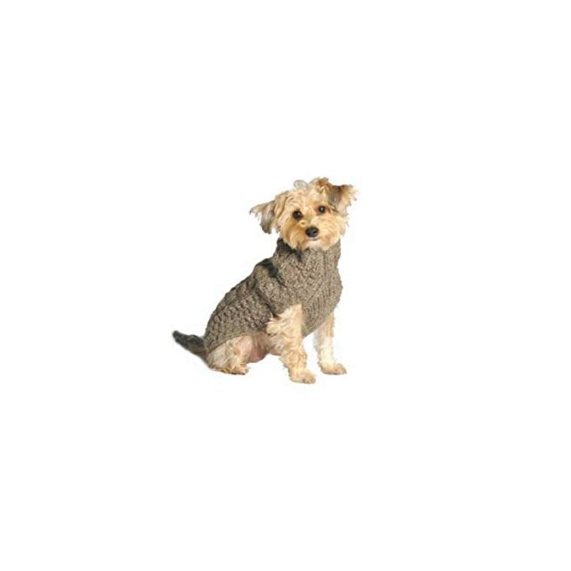 Chilly Dog Cable Dog Sweater, Small, Grey