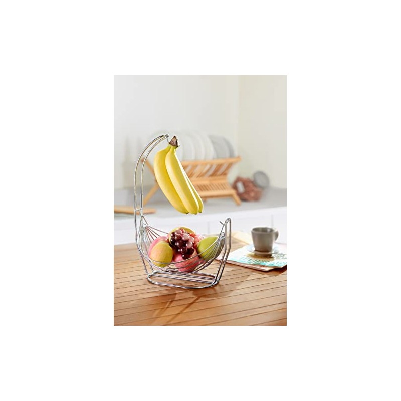 Jiallo Silver Fruit basket with Banana Hanger