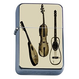 Perfection In Style Silver Flip Top Oil Lighter Vintage Musical Instruments Design 008