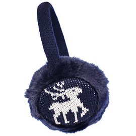 KEA KEA Women's Girls Knit Earmuffs Outdoor Furry Ear Warmers,Black Knit Heart