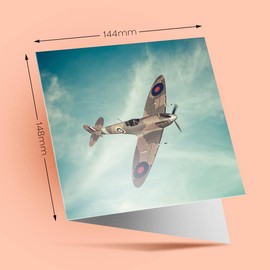 1 x Greeting Card British RAF Spitfire Vintage Plane - Blank Birthday Celebration Anniversary #16310