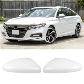 1Pair White Side Mirror Cover Cap Housing Compatible with Honda Accord 2018 2019 2020 2021 2022 without Turn Signal, Direct Replacement, 87945-52251, 87915-52251