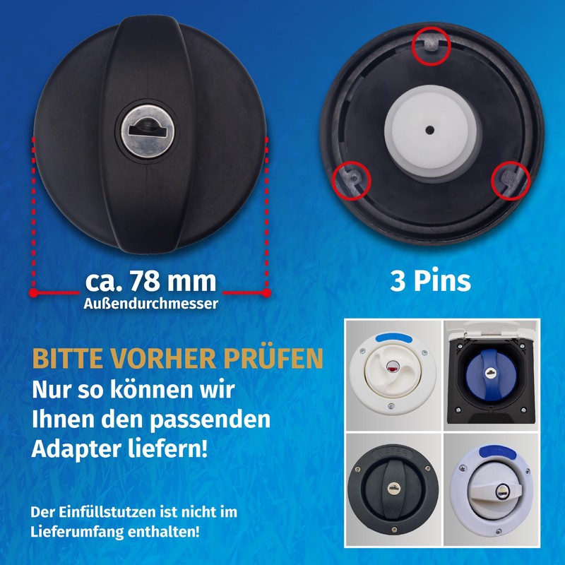Water Tank Cap with Connection for Gardena Systems for Motorhomes,